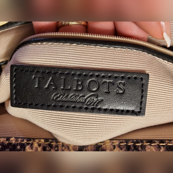 Talbots  100% Genuine Leather Double Turnlock Snakeskin Detail Satchel bag - Picture 13 of 13